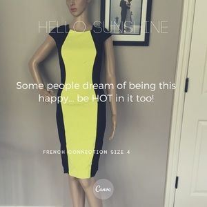 French connect black lime dress